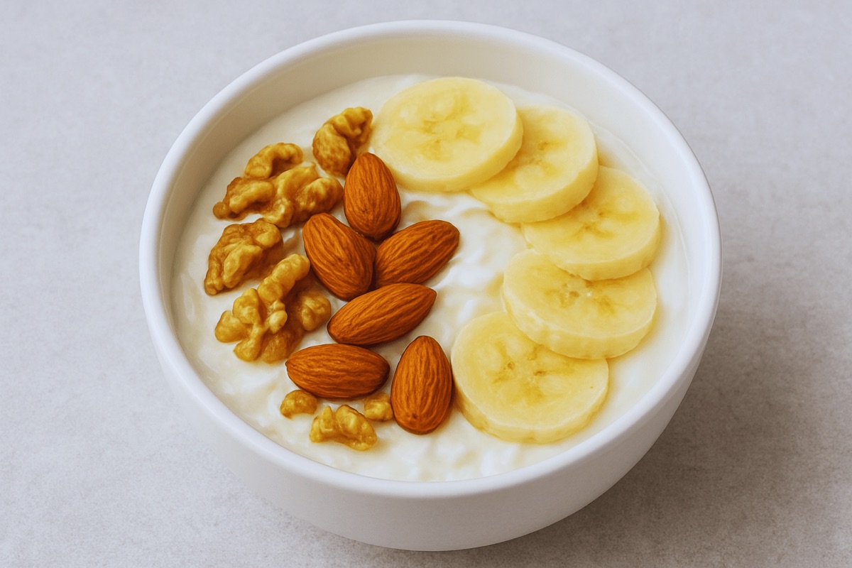 Greek yogurt with Unsalted Nuts and Banana